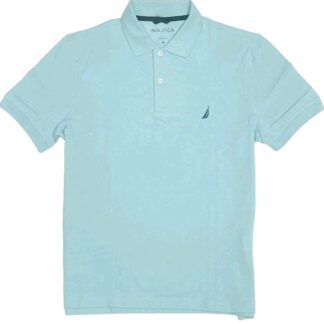 New Nautica Mens Classic Fit Polo Harbor Mist Blue Size Small 100% Cotton