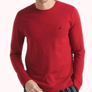 Nautica Mens Long Sleeve Red Shirt 100% Cotton Size Large