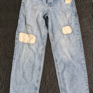 Universal Thread Light Blue Boyfriend Jeans With Cream Patches Size 4