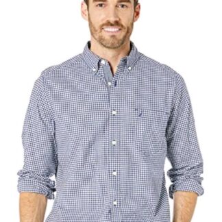 Nautica Mens Classic Fit Nautica Flex Button Down Size XXL Gingham Navy Blue